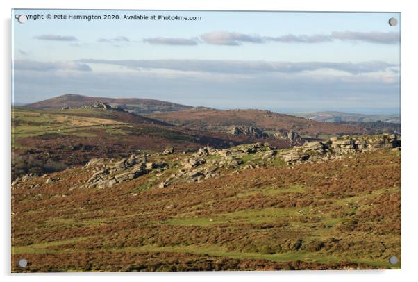 Dartmoor view from Saddle Tor Acrylic by Pete Hemington