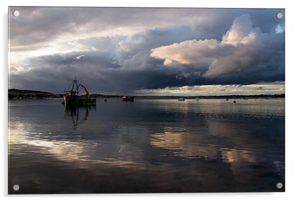 Evening light on the Exe Estuary Acrylic by Pete Hemington