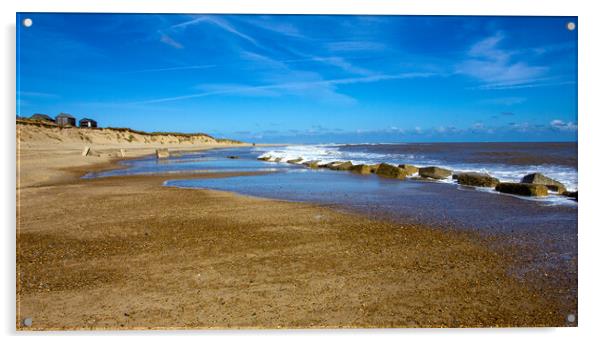 Winterton beach Norfolk Acrylic by Darren Burroughs
