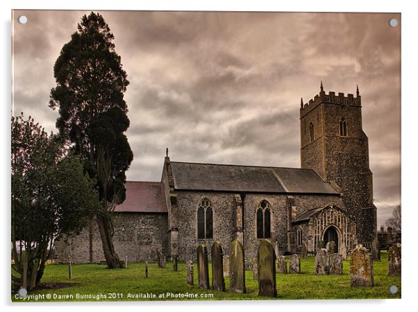 Church of St Mary, Tharston Acrylic by Darren Burroughs