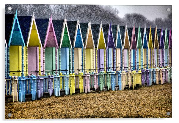 Winter Beach Huts Acrylic by Darren Burroughs