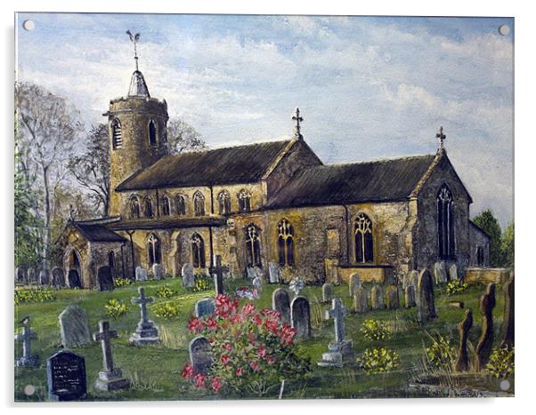 Long Stratton Church Acrylic by Darren Burroughs