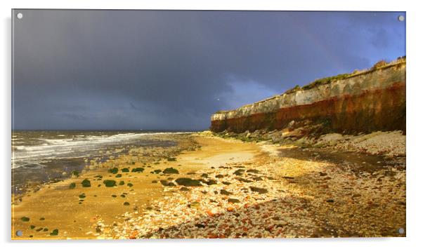 Storm clouds over Hunstanton Acrylic by Darren Burroughs