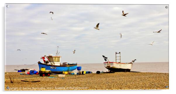 Aldeburgh Gulls and Boats Acrylic by Darren Burroughs
