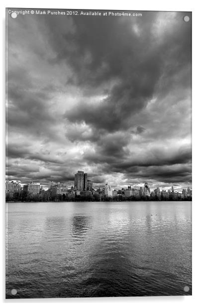 Central Park Lake, New York City Black White  Acrylic by Mark Purches