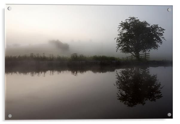 Mist On The Leeds & Liverpool Canal Acrylic by Steve Glover