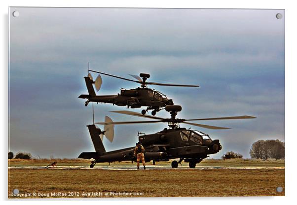 Two Apaches helicopter Acrylic by Doug McRae