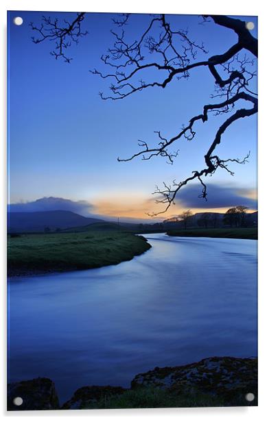 The River Ure, After Sundown Acrylic by Sandi-Cockayne ADPS