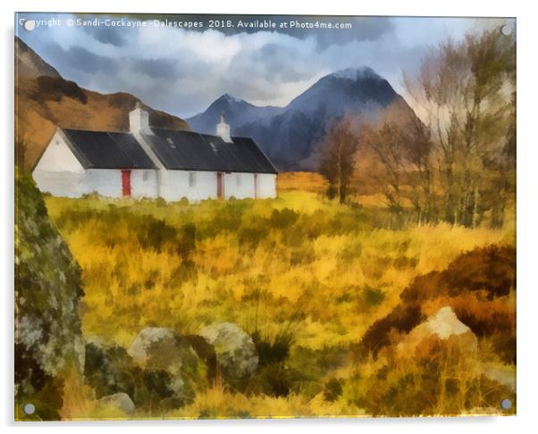 Black Rock Cottage, Glencoe Digital Art Acrylic by Sandi-Cockayne ADPS
