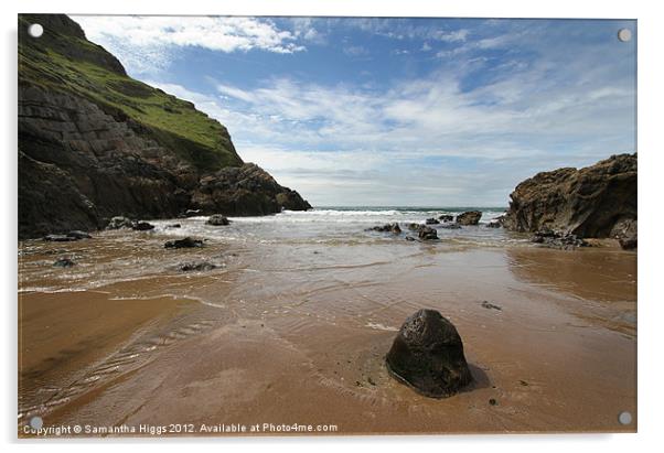 Mewslade Bay - Wales Acrylic by Samantha Higgs