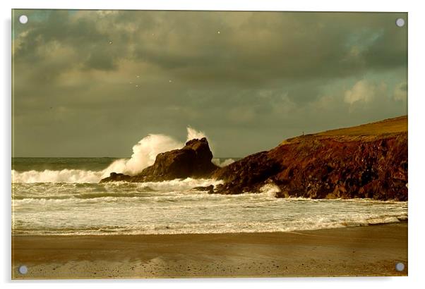 Surf Splash - Trevone Bay Acrylic by Samantha Higgs
