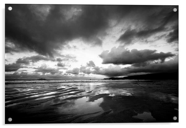 Harlyn Bay in Black and White Acrylic by Samantha Higgs