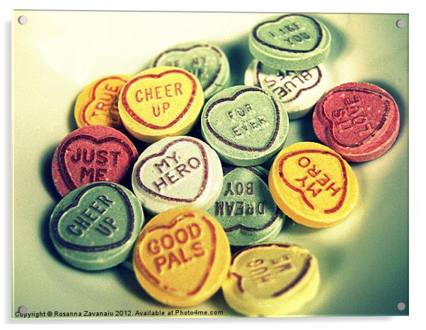 Love heart sweets. Acrylic by Rosanna Zavanaiu
