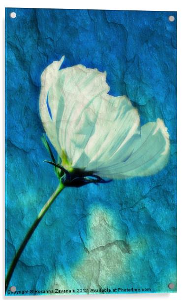 Blue Texture Flower. Acrylic by Rosanna Zavanaiu
