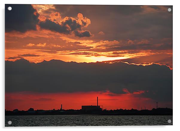 Sunset over Portsmouth Acrylic by Christine Jeffrey