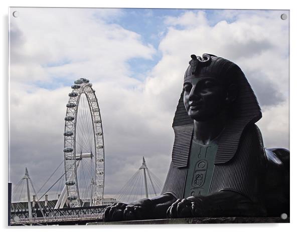 Sphinx guarding the London Eye Acrylic by Christine Jeffrey