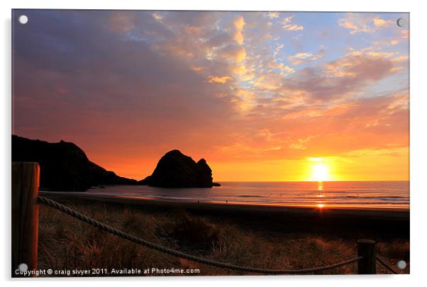 Surfers Sunset at Phia Beach NZ Acrylic by craig sivyer