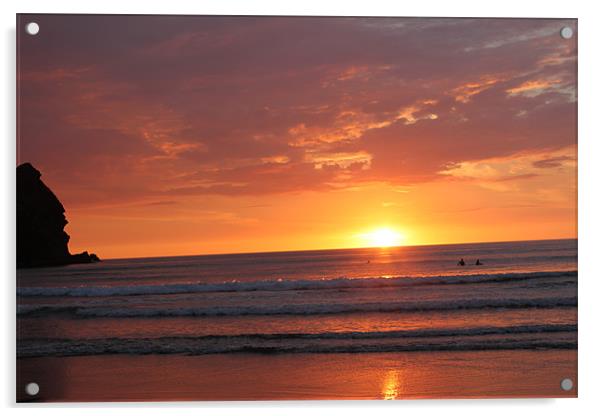 surfers sunset Acrylic by craig sivyer