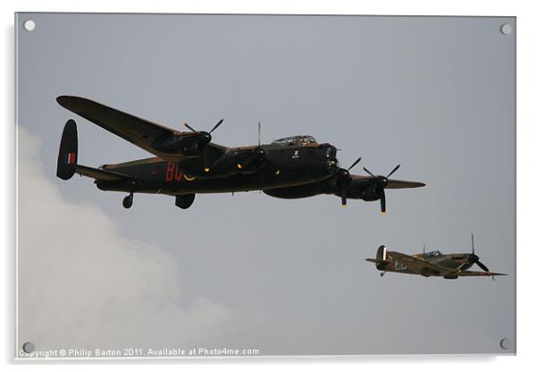 Lancaster and Spitfire I Acrylic by Philip Barton