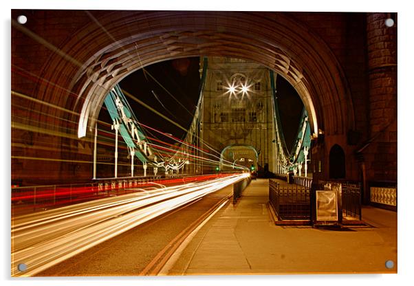 Tower Bridge Light Trails Acrylic by peter tachauer