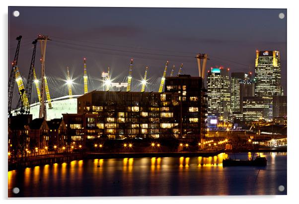 London Docklands by Night Acrylic by peter tachauer