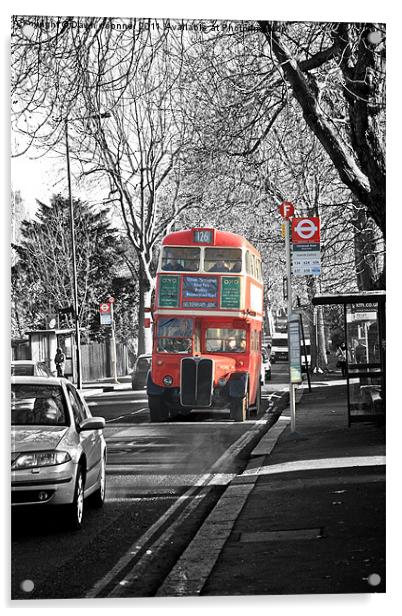 London RT Red Bus Acrylic by Dawn O'Connor