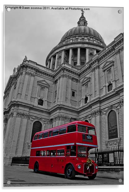 Red London Bus at St. Paul's Acrylic by Dawn O'Connor