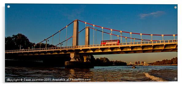 Chelsea Bridge with Red Bus Acrylic by Dawn O'Connor