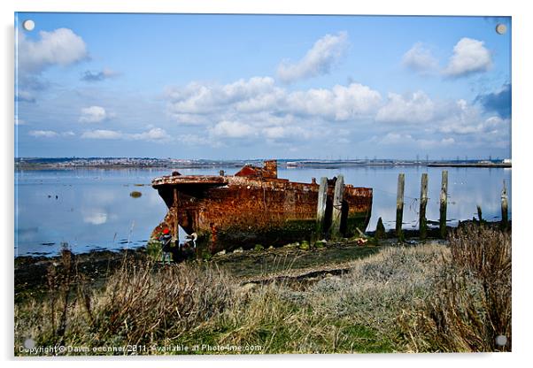 Rusty Wreck on River Medway Acrylic by Dawn O'Connor