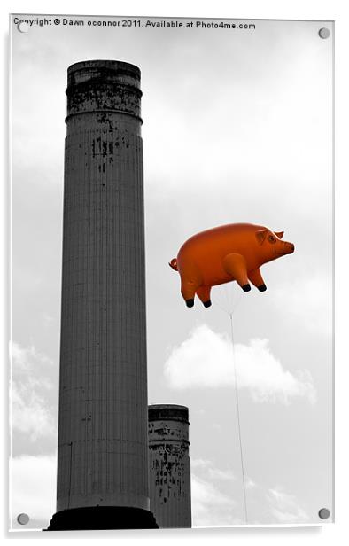 Pink Floyd's Pig, Battersea Acrylic by Dawn O'Connor