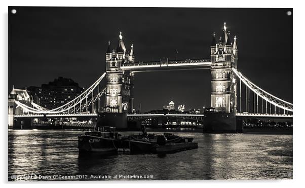 Tower Bridge at Night with London Barges Acrylic by Dawn O'Connor