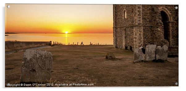 Reculver Towers Sunset Acrylic by Dawn O'Connor