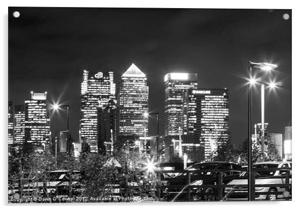 Canary Wharf Nightshot Acrylic by Dawn O'Connor