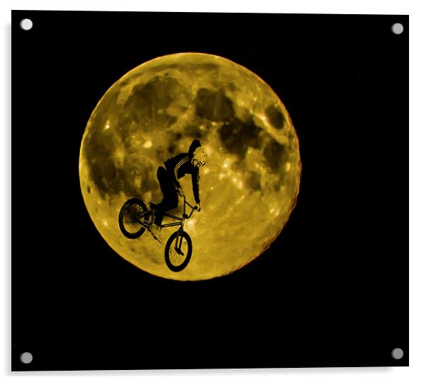 BMX Moon Rider Acrylic by Dawn O'Connor