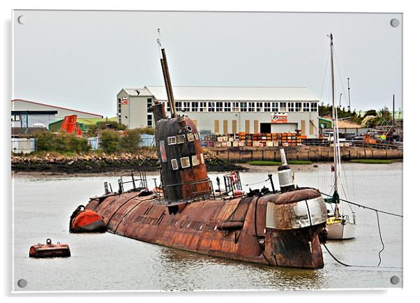 Russian Submarine in River Medway HDR Acrylic by Dawn O'Connor