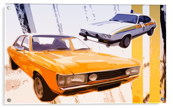 Cop And Robbers - Classic Car  Acrylic by Anthony Michael 