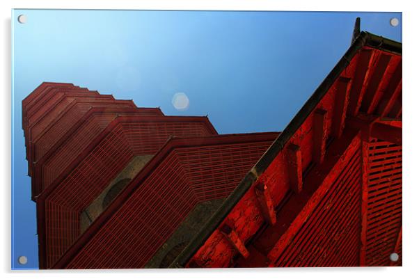 Red Pagoda Acrylic by Chris Manfield