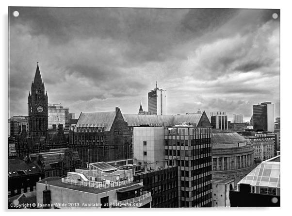 Manchester Skyline Acrylic by Joanne Wilde