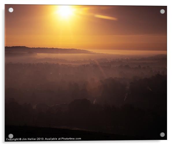 Golden Hour Thames Valley Acrylic by Jim Hellier