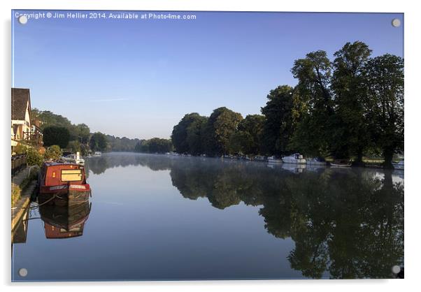 Reflections on the Thames at Pangbourne Acrylic by Jim Hellier