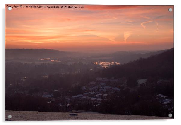 Winter Sunrise Thames valley Acrylic by Jim Hellier