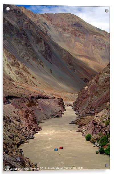 Rafting on the Zanskar River, Ladakh, India Acrylic by Serena Bowles