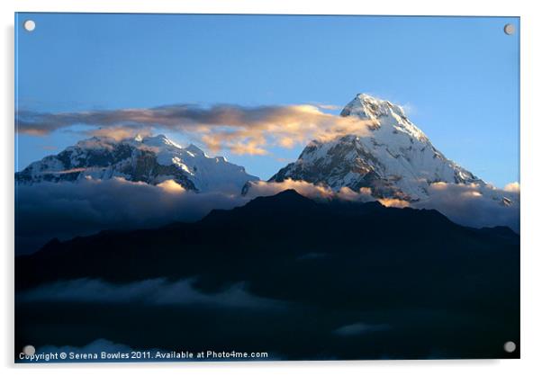 Mountains at Sunrise Poon Hill Acrylic by Serena Bowles