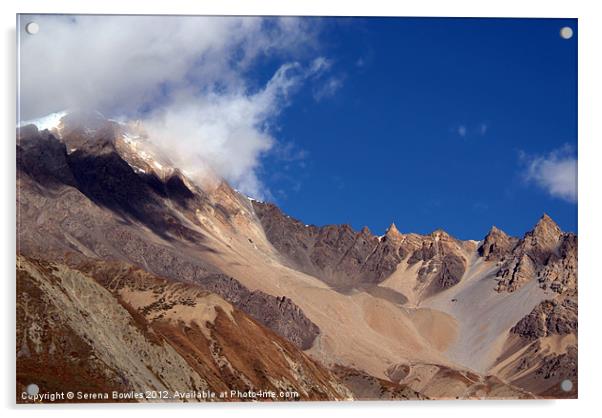 Clouds and Mountains, Yak Kharka to Thorung Phedi Acrylic by Serena Bowles