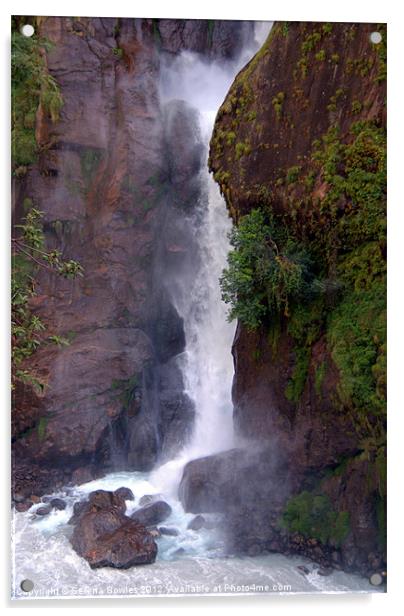Crashing Waterfall into Marsyangdi River Acrylic by Serena Bowles