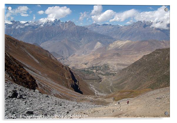 Descending Thorung La, Annapurna Circuit, Nepal Acrylic by Serena Bowles