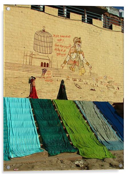 Drying Saris Acrylic by Serena Bowles