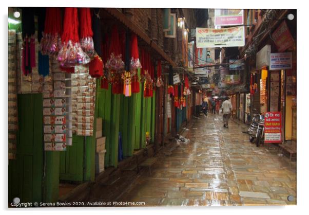 Rainy Streets Kathmandu Acrylic by Serena Bowles