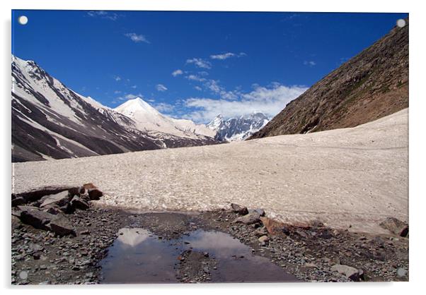 Snow in the Lahaul Valley, Himachal Pradesh, India Acrylic by Serena Bowles