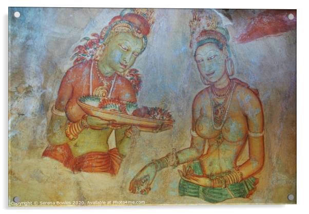 Cave Paintings Sigiriya  Acrylic by Serena Bowles